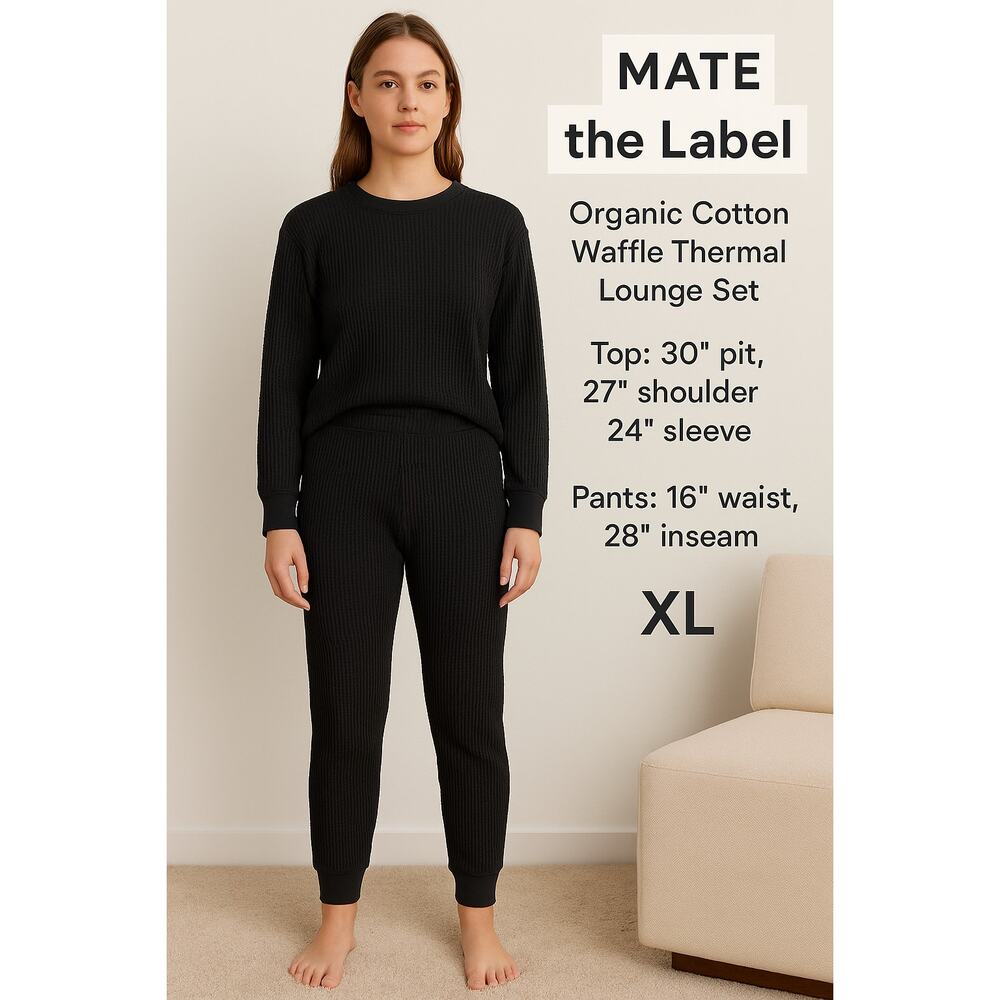MATE the Label Cotton Black Waffle Heavy Weight Thermal Lounge Set (XL)